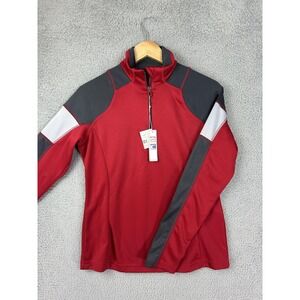 North End Pullover Womens Small Red Gray Quarter Zip Moisture Wicking Easy Care